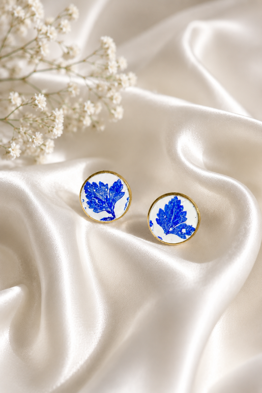 Parsley Leaf Hoop Earrings | Polymer Clay & Stainless Steel | Botanical Statement Jewellery