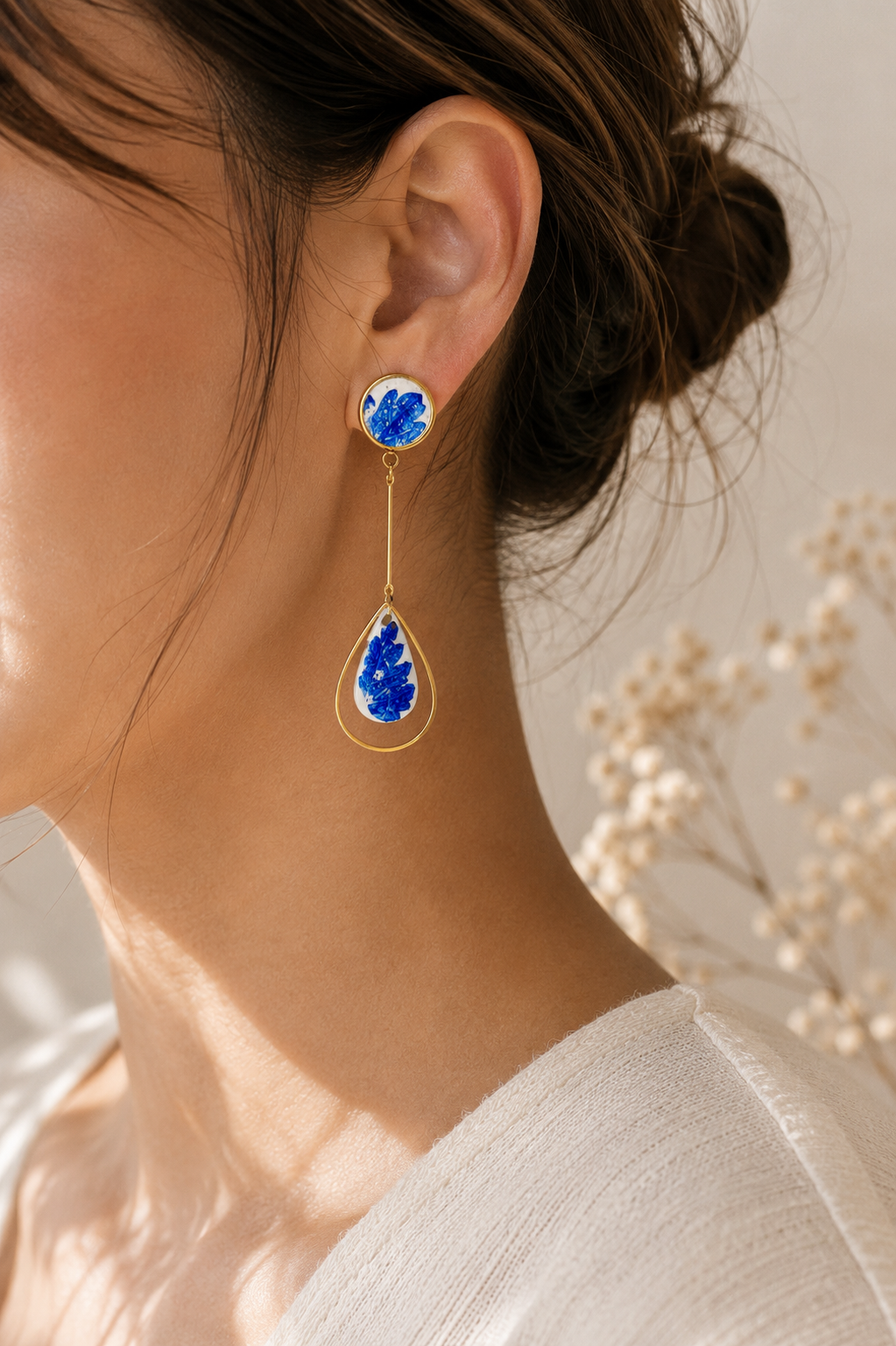 Parsley Leaf Teardrop Earrings | Polymer Clay & Stainless Steel | Botanical Statement Jewellery