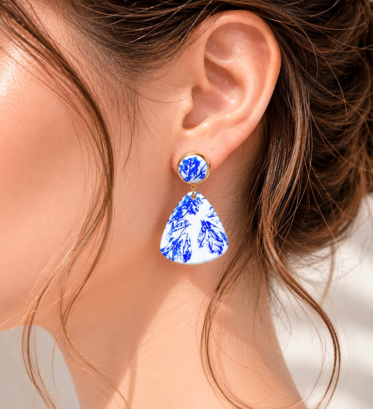 Parsley Leaf Triangle Earrings | Polymer Clay & Stainless Steel | Botanical Statement Jewellery