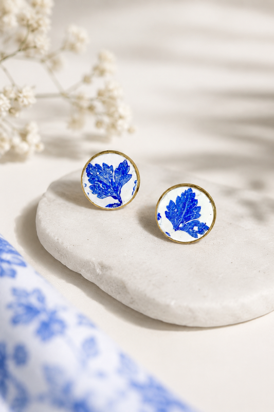 Parsley Leaf Hoop Earrings | Polymer Clay & Stainless Steel | Botanical Statement Jewellery